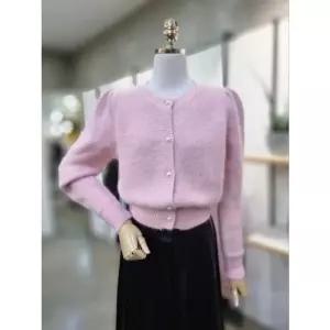 [갤러리아] ABFZ[2컬러] 넥라운드 장식버튼 앙고라 가디건(ABZ1HY40)