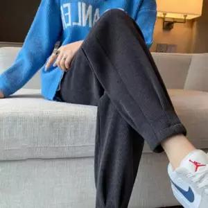 겨울 코듀로이 인사이드 기모 조거 팬츠 여성 방한팬 바지 가을 면 스판 따뜻한 9부 무지