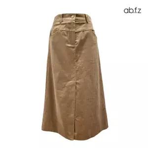 [롯데백화점]abfz 앞트임 포인트 반밴딩 H라인 코듀로이 롱 스커트 APZ1QS33B