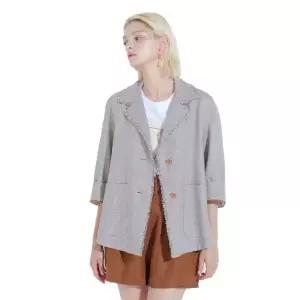 [다니엘에스떼] 루즈핏 프린지 트위드 자켓_브라운