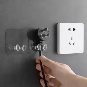 3개세트 벽걸이후크 접착식 콘센트 코드 플러그 투명 정리 걸이