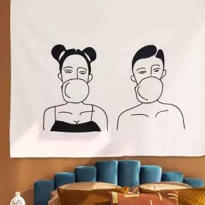 더굿샵 패브릭포스터 커플풍선껌 대형M 천가림막 거실액자인테리어