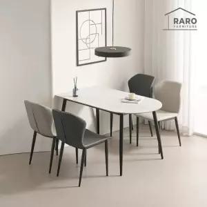 라로퍼니처 앤디 1350 반타원 포세린 통 세라믹 4인 식탁 세트 식탁+의자4)