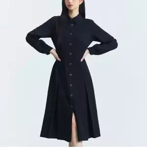 셔츠형 핀턱주름 롱 원피스 (MIWOWC112B-T)