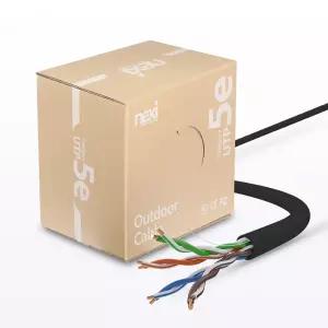 옥외용 블랙 UTP 방수 랜선 CAT5e 300M 제작 랜케이블 박스 롤 네트워크 단선 패치코드 통신공사 인터넷선