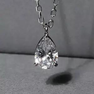 [샤밍주얼리]1캐럿 물방울 다이아 목걸이 랩 페어 프러포즈 싱글 솔리테어 웨딩 생일 선물 예물 기념일