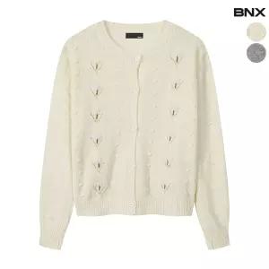 여성 플라워 자수 펀칭 가디건