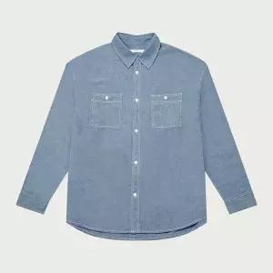 [보리보리/행텐 틴즈]남성 코튼 샴브레이 오버핏 워크 셔츠_295(10530-020-611-10)