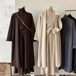 LnD 로앤테 여성 니트 3종세트 가디건 니트슬리브리스 롱 스커트 치마 겨울 투피스