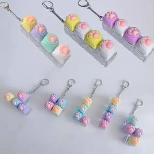 4구 고양이 발바닥 피젯 키보드 딸깍이 키캡 키링