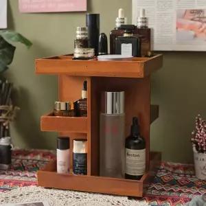 원목 화장품 회전선반 정리대 빈티지 정리함 화장품정리대