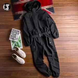 스즈끼 남성 매장복 남자 후드 CGV 블랙 점프슈트 멜빵바지