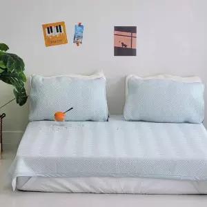 투투 선염 냉감 3중직 밴딩 카페트 패드 퀸 Q 세트 블루 여름 침구 (WFJ5QCC)