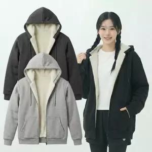 여성 양털 안감 후드집업 겨울 보온 데일리 캐주얼 아