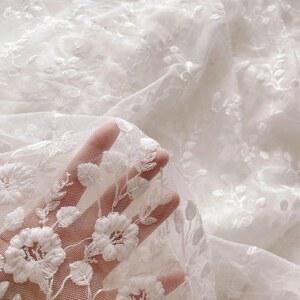 웨딩드레스 원단 웨딩 망사 레이스 천 의류 입체 상큼 핸드메이드 화이트 유미 자수 한복