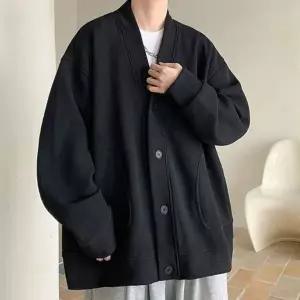 [하프클럽/]트렌디 젠틀맨 박시핏 니트가디건 일상용 릴렉스 스타일리쉬 스