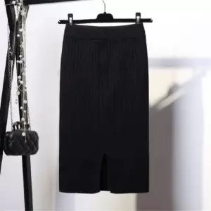 F75724 뒷트임 슬림 H라인 골지 롱 니트스커트 롱치마 (WFJ7G1P)