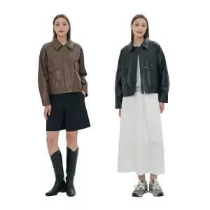 비지트 인 뉴욕 여성 루즈핏 인조가죽 재킷 가을 라이더 자켓 캐주얼 카라 가죽점퍼