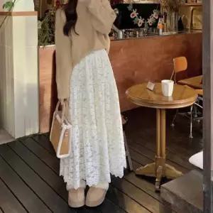 플라워 패턴 기모 안감 허리밴딩 플레어 스커트 WE6B95E