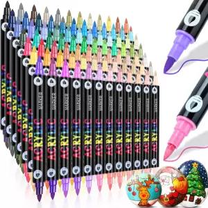 듀울망 168색 아크릴 페인트 펜 84팩 듀얼 톤 마커 록 페인팅 더블 브러시 팁 크리스마스 장식용 달걀 나무