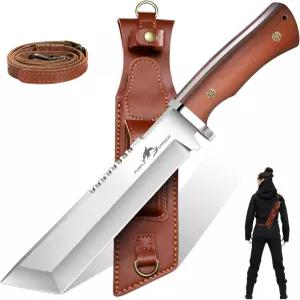 퍼플 드래곤 일본 탄토 나이프 - 뒷목 칼집이 있는 고정 칼날 야외 캠핑용 나무 손잡이가 풀 탕 남녀