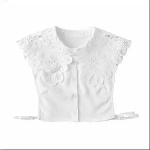 펀칭 레이스 페이크 카라 와이드 넥케이프 이너 레이어드 (WFKBSNH)