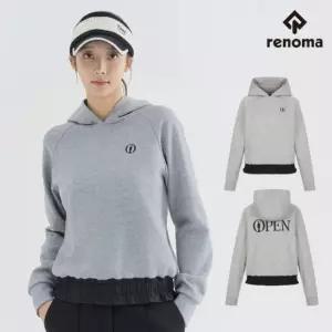 레노마골프 디오픈 여성 간절기 기모안감 로고 프린트 후드 티셔츠 N-7103
