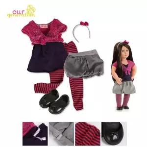 [하프클럽/]숏가디건 스커트 핑크 그레이 오지돌스