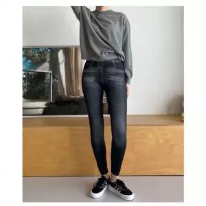 [하프클럽/]팬츠 워싱 데님진레깅스 레깅스 기모 밴딩청바지 심플