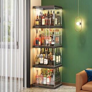 양주장식장 조명 콘솔 와인장 진열장 선반 엔틱 월넛 삼각형 북유럽 와인 길이 캐비닛