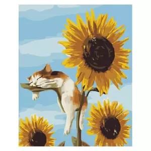 (OH) OH-M 명화 유화그리기 A-312 고양이 해바라기 40x50홈인테리어 그림그리기세트 액자만들기 셀프페인팅