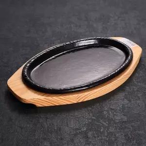 주물 무쇠팬 스테이크 조리용 타원형 콘치즈 그릴팬