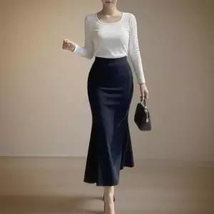 [하프클럽/]여성용 따뜻한 기모 머메이드 롱 스커트 가을겨울용