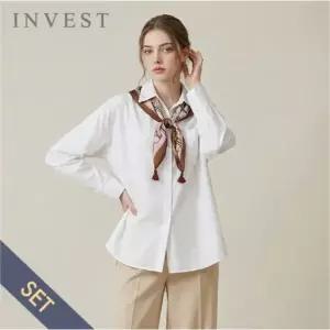 [인베스트] 베이직 루즈 핏 블라우스+스카프 세트_IN6S1BL5021