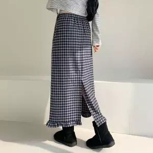 [하프클럽/]여성 FW 롱 프릴 격자 스커트