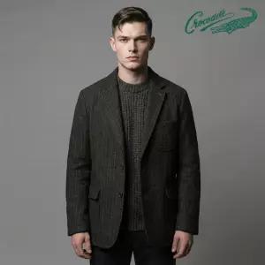 [TAG가 450,000] 크로커다일 남성 울혼방 체크 퀄팅 안감 자켓