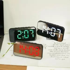 키밍 무소음 거울 LED탁상시계 심플 알람 온도표시/탁상/시계/미니/탁상용/인테리어/선물/책상/디지털