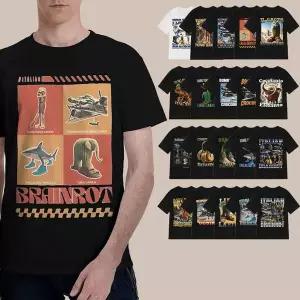 남녀공용 캐릭터 프린트 반팔 티셔츠 스트릿