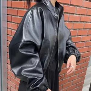 (다올)여성 라이더 가죽 자켓 오버핏 벌룬 레더 점퍼