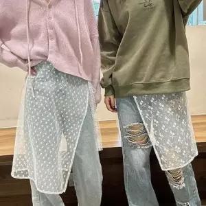 시스루스커트 여자 20대 레이어드 룩 코디 시스루 랩 스커트 치마