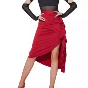 라인댄스 치마 사선 댄스복 공연 왈츠 탱고 살사 공연복 프릴 자이브 연습