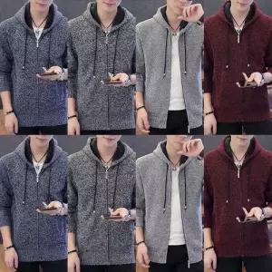 남자 두꺼운가디건 후드 후리스 가디건 융털 니트가디 WFLPWI0