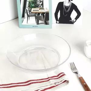 강화 유리 깊은 접시 26cm 내열성 식기 투명 그릇 보관 용기 스페이스 이빙 세라믹