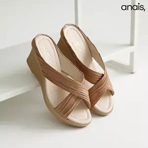 [아나이스]국산 셔링 웨지 뮬슬리퍼 7cm_26S018 [무료배송]