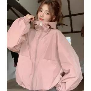 여성 가볍고 편한 바람막이 후드집업 자켓 소매 밑단 시보리 빅주머니 운동 간절기리스 티 플오버핏을