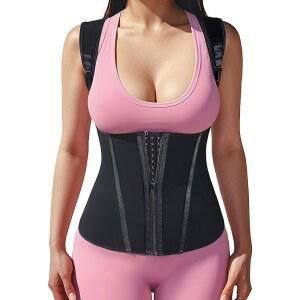 여성 산후 러닝용 애트부티 쇼트 토르소 허리 트레이너, 지퍼와 후크가 달린 모래시계 조끼