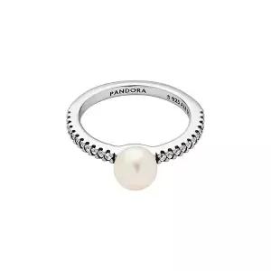 판도라 193158C01 트리티드 프레쉬워터 컬처드 진주 앤 파베 오픈 실버 반지