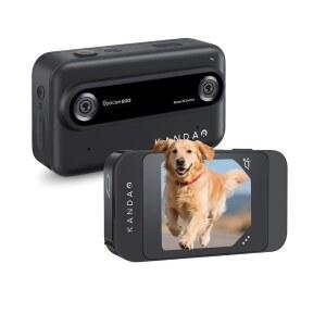 칸다오 쿠캠 에고 핸드헬드 3D VR 카메라, 휴대용 24MP 사진 촬영 / 4K 60FPS 비디오 녹화, 헤드셋, AR AI 안경 및 프로젝터와 호환, 뷰어 없이만 사용 가능한 블랙 카메라