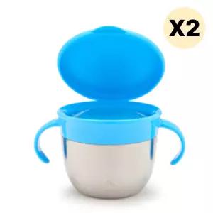스엔코샵 유아 손잡이 물컵 텀블러 스낵컵 블루 X 2p BNS