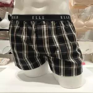 [엘르이너웨어]면60수 네이비 체크 아웃밴드 트렁크_s